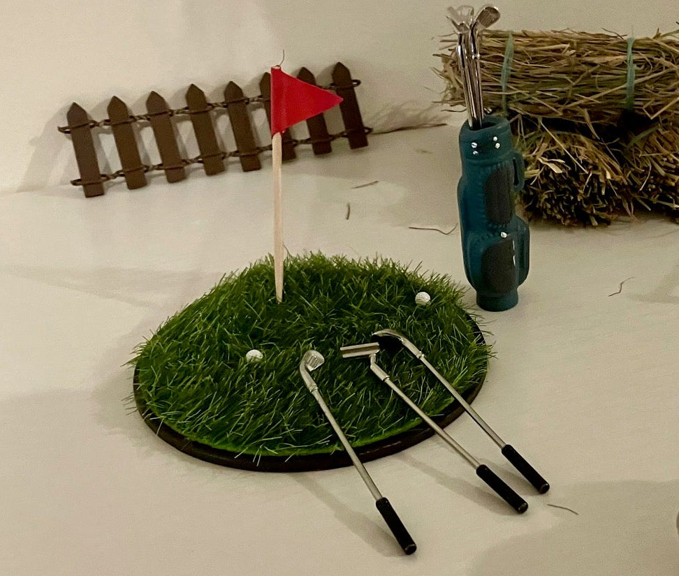 Miniature Golf Course, balls and clubs
