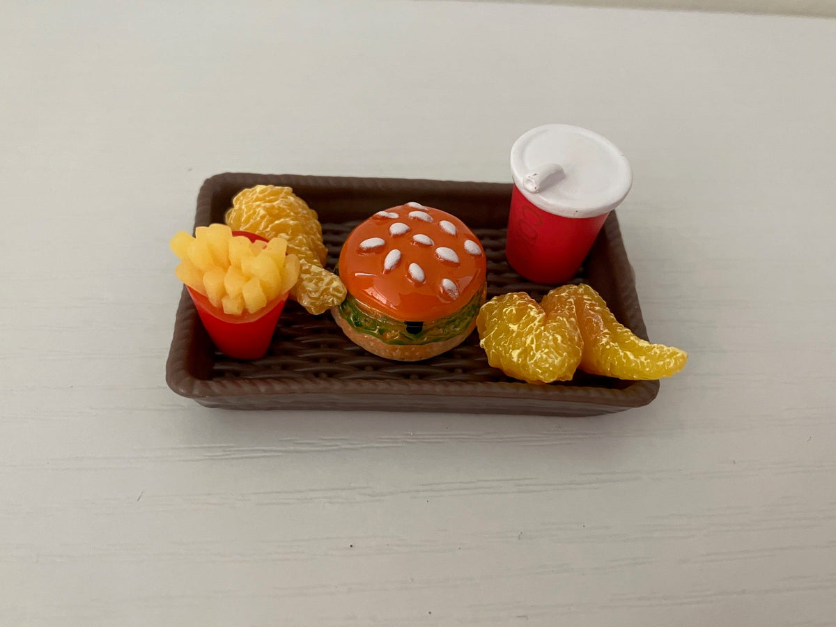 Miniature fast food on a tray