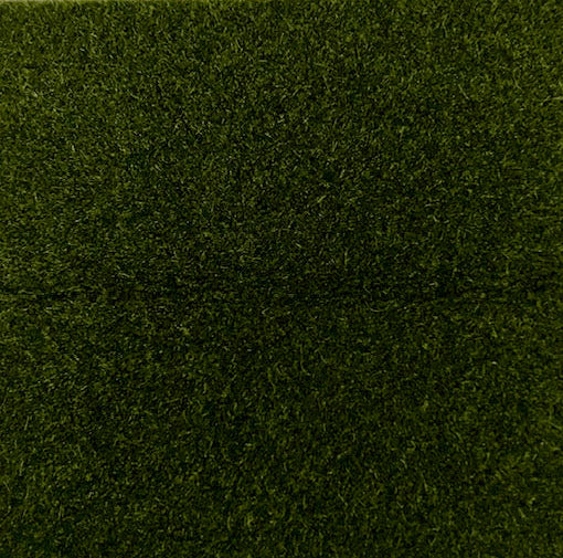 A square sample of dark green artificial turf or grass texture, shown flat against a plain off-white background.