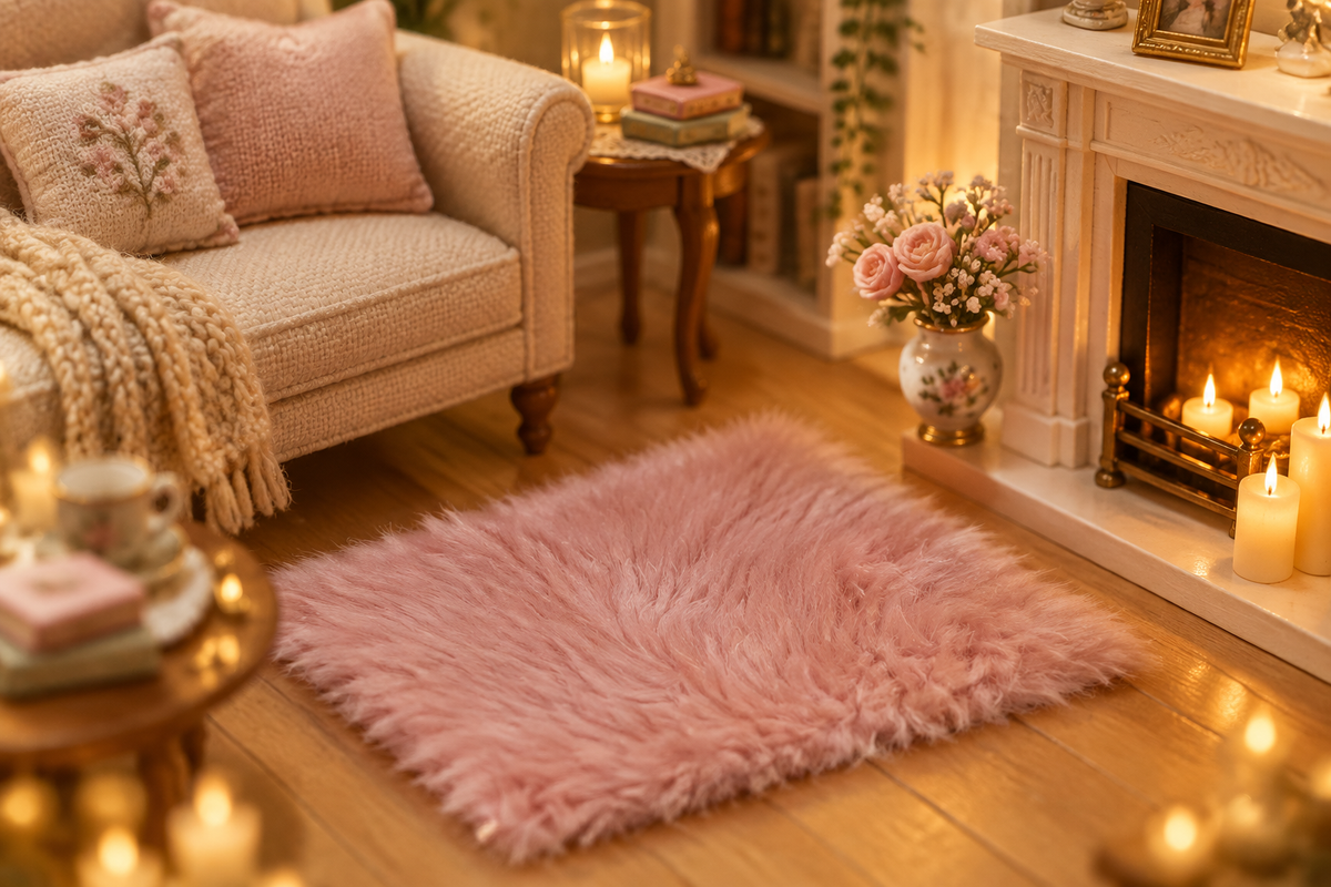 Pink Fluffy Rug Lifestyle